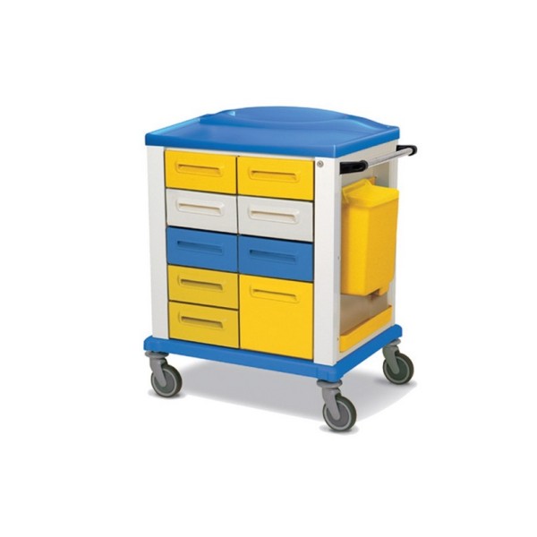 GIMA CARRELLO BASIC PER EMERGENZA E MEDICAZIONE - STANDARD- 9 CASSETTI - 82X64X100