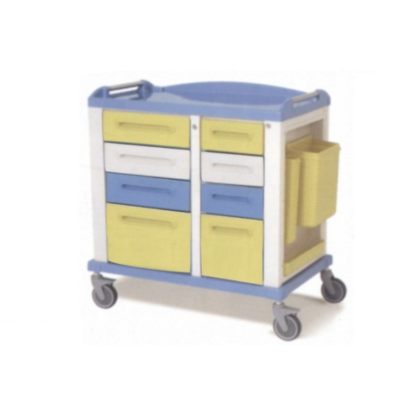 GIMA CARRELLO BASIC PER EMERGENZA E MEDICAZIONE - MEDIUM - 8 CASSETTI - 102X64X100