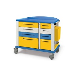 GIMA CARRELLO BASIC PER EMERGENZA E MEDICAZIONE - LARGE - 8 CASSETTI - 115X64X100