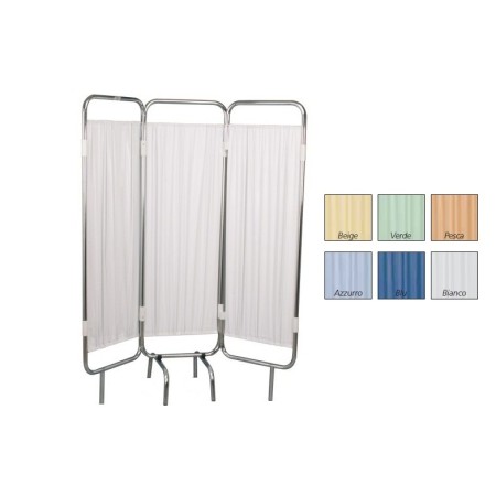 GIMA PARAVENTO A 3 ANTE IN ALLUMINIO CON PIEDINI - TENDA TREVIRA COLORI DIVERSI - 150X170H  - TENDE NON INCLUSE