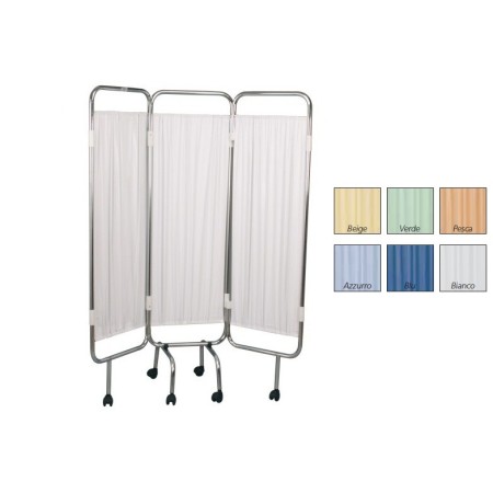 GIMA PARAVENTO A 3 ANTE IN ALLUMINIO CON RUOTE - TENDA TREVIRA - COLORI DIVERSI - 150X170H  - TENDE NON INCLUSE