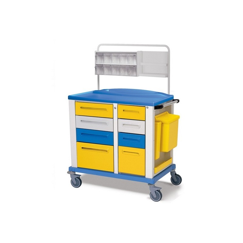 GIMA CARRELLO MEDICAZIONE - MEDIUM - 8 CASSETTI - 102X64X100