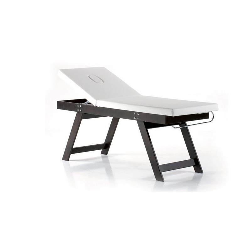 LETTINO IN LEGNO PER TRATTAMENTI E VISITA CON PORTAROTOLO E FORO FACCIALE - FIJI