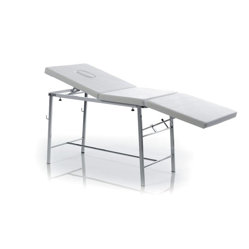 LETTINO PER MASSAGGI IN METALLO A DUE SNODI CON FORO FACCIALE - BIANCO O FUCSIA - FUTUNA