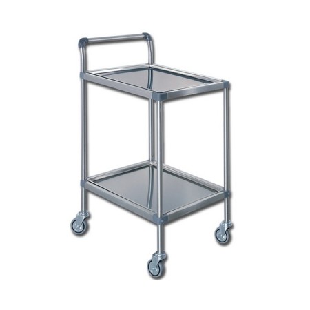 GIMA CARRELLO MEDICAZIONE INOX PLUS A 2 RIPIANI - 61X43X78