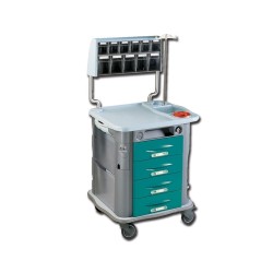 GIMA CARRELLO AURION PER EMERGENZA E MEDICAZIONE CON ASTA FLEBO - 4 CASSETTI - 775X710X920