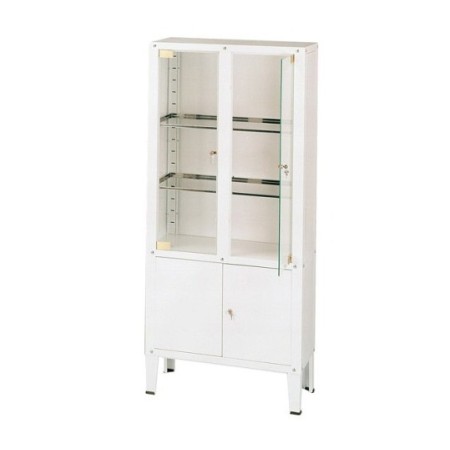 MORETTI VETRINA A 4 ANTE - 2 IN VETRO TEMPERATO E 2 IN ACCIAIO BATTENTI - 3 RIPIANI