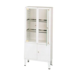 MORETTI VETRINA A 4 ANTE - 2 IN VETRO TEMPERATO E 2 IN ACCIAIO BATTENTI - 3 RIPIANI