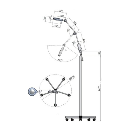 RIMSA LAMPADA PER PICCOLA CHIRURGIA SATURNO - MODELLO SU PIANTANA