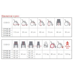 MORETTI CARROZZINA PIEGHEVOLE SERIE ARDEA START - MISURE SEDUTA DIVERSE