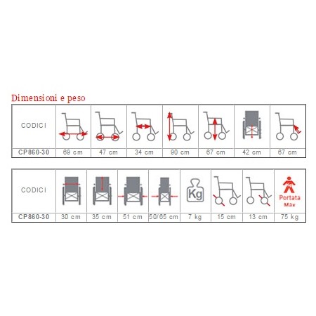MORETTI CARROZZINA PIEGHEVOLE DA VIAGGIO - CROCIERA SINGOLA - IN ALLUMINIO 30CM
