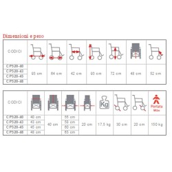MORETTI CARROZZINA PIEGHEVOLE DA TRANSITO ARDEA GO UP! CROCIERA DOPPIA - MISURE SEDUTA DIVERSE
