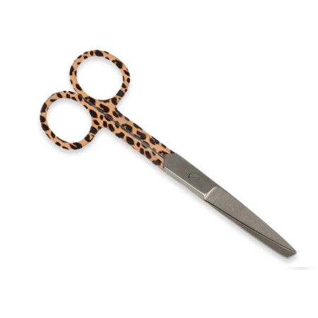 GIMA FORBICI RETTE PUNTE ALTERNE - FANTASIA LEOPARDO - 14 CM