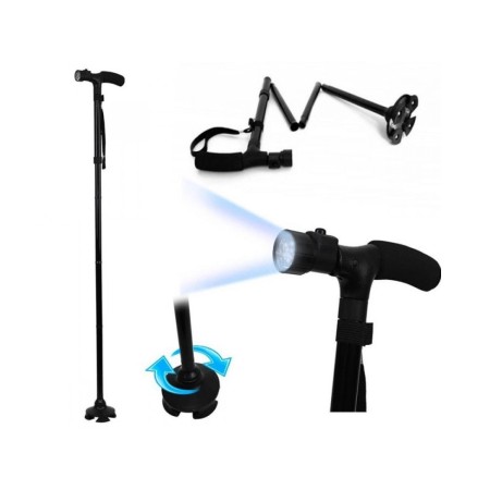 GIMA TRUSTY CANE BASTONE CON VENTOSE E LUCE LED - ARGENTO O NERO