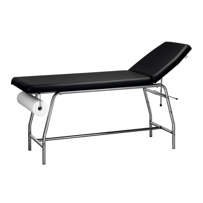 ALMAMEDICAL LETTINO LETTINO DA VISITA MEDICA VERNICIATO CON PORTAROTOLO - 180KG - (PANNA, BLU O NERO)