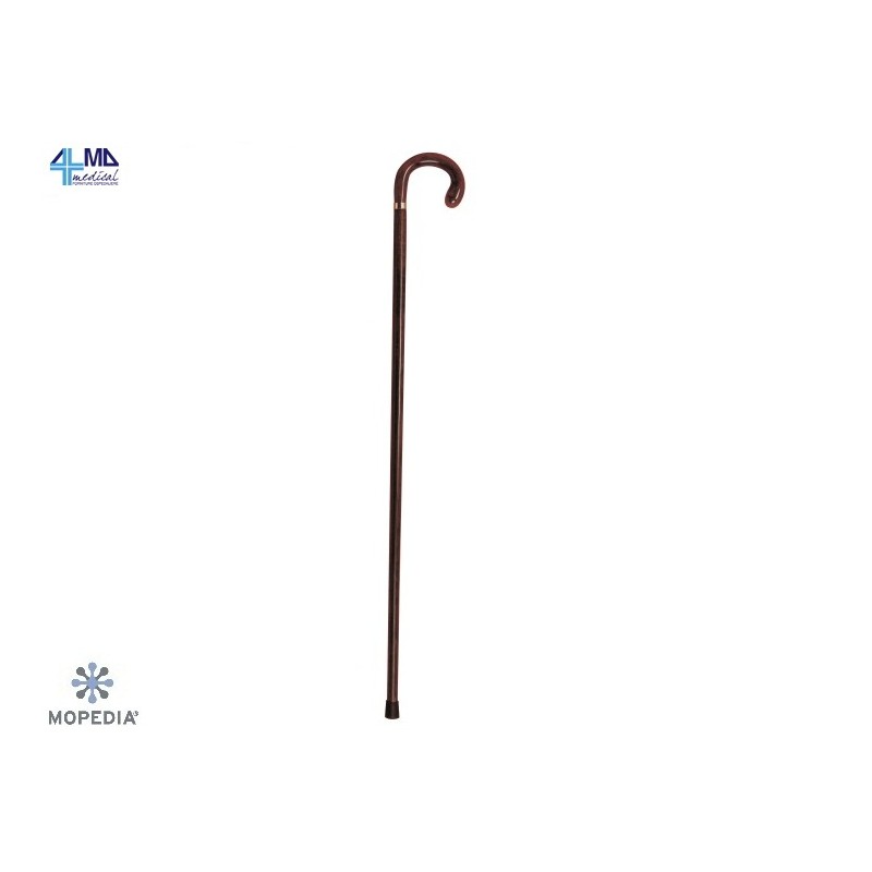 MORETTI BASTONE IN LEGNO DI FAGGIO LISCIO CON MANICO CURVO E ANELLO IN METACRILATO - DONNA- 92CM