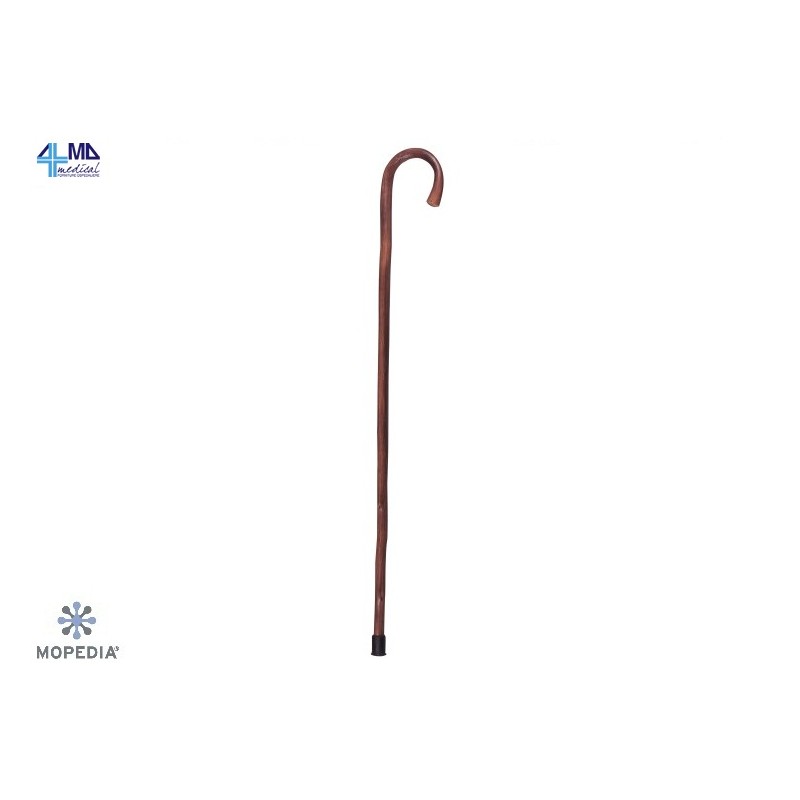 MORETTI BASTONE IN LEGNO DI CASTAGNO NATURALE CON MANICO CURVO - UOMO - 92CM