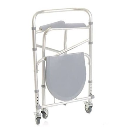 MORETTI SEDIA COMODA WC - 4 FUNZIONI IN 1 PIEGHEVOLE - 4 RUOTE PIROETTANTI CON FRENO