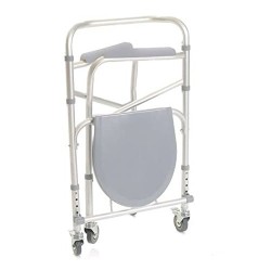 MORETTI SEDIA COMODA WC - 4 FUNZIONI IN 1 PIEGHEVOLE - 4 RUOTE PIROETTANTI CON FRENO
