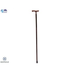 MORETTI BASTONE IN LEGNO DI FAGGIO NATURALE CON MANICO A T E ANELLO CROMATO - DONNA- 92CM