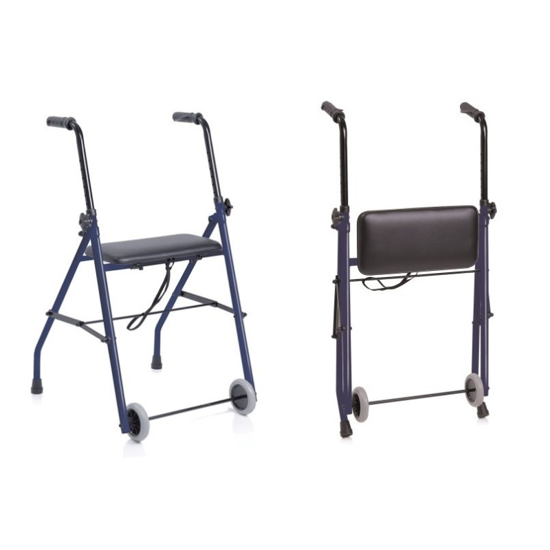 MORETTI DEAMBULATORE ROLLATOR PIEGHEVOLE IN ACCIAIO VERNICIATO - 2 RUOTE CON SEDUTA - NETTUNO