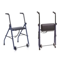 MORETTI DEAMBULATORE ROLLATOR PIEGHEVOLE IN ACCIAIO VERNICIATO - 2 RUOTE CON SEDUTA - NETTUNO