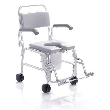MORETTI SEDIA COMODA PER WC E DOCCIA SU RUOTE - IMBOTTITURA IN PVC