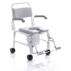 MORETTI SEDIA COMODA PER WC E DOCCIA SU RUOTE - IMBOTTITURA IN PVC