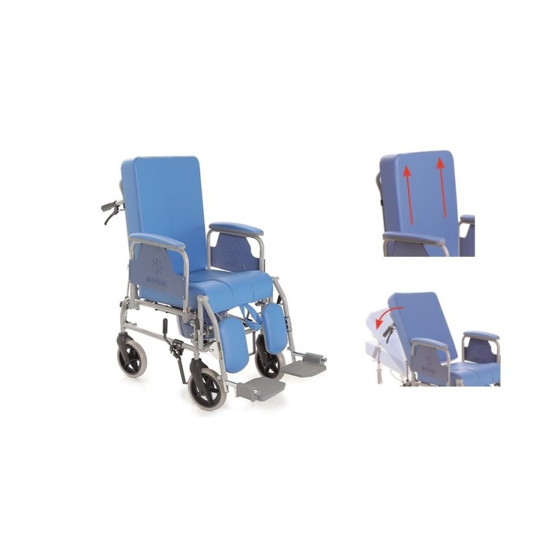 MORETTI SEDIA COMODA IN ACCIAIO VERNICIATO SERIE KOMODA - CON SCHIENALE RECLINABILE - RUOTE Ø 20 CM