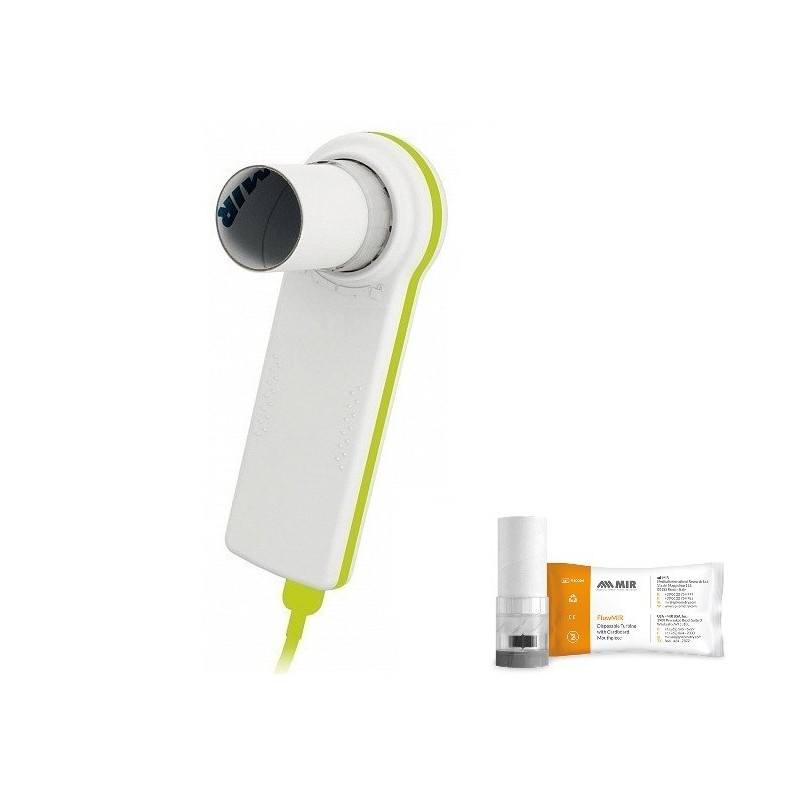 MIR SPIROMETRO PORTATILE USB MINISPIR NEW LIGHT + 50 TURBINE MONOUSO FLOWMIR (SPESE DI SPEDIZIONE GRATIS)