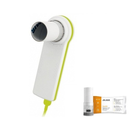 MIR SPIROMETRO PORTATILE USB MINISPIR NEW LIGHT + 50 TURBINE MONOUSO FLOWMIR (SPESE DI SPEDIZIONE GRATIS)