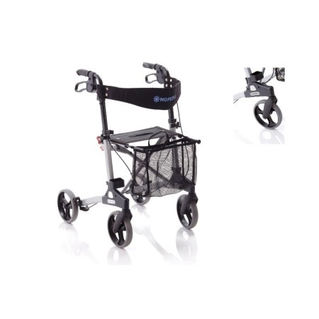 MORETTI ROLLATOR PIEGHEVOLE IN ALLUMINIO - SCHIENALE A FASCIA - ARGENTO O BLU