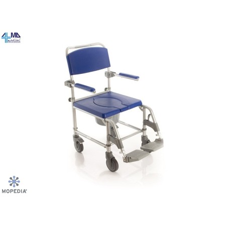 MORETTI SEDIA COMODA PER WC E DOCCIA SU RUOTE - IMBOTTITURA IN PU