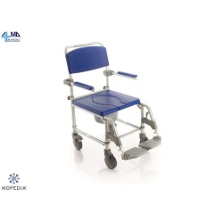 MORETTI SEDIA COMODA PER WC E DOCCIA SU RUOTE - IMBOTTITURA IN PU