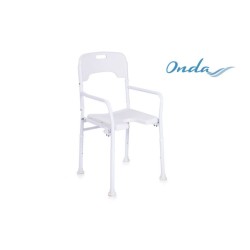 MORETTI SEDIA PER DOCCIA CON SCHIENALE E RUOTE CON SEDUTA AD U CON BRACCIOLI – PIEGHEVOLE