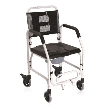 MORETTI SEDIA COMODA PER WC E DOCCIA SU RUOTE - IMBOTTITURA IN PVC