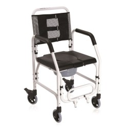 MORETTI SEDIA COMODA PER WC E DOCCIA SU RUOTE - IMBOTTITURA IN PVC